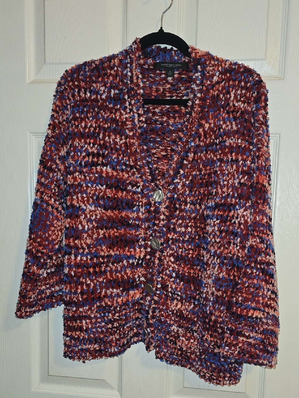 Marc New York Multicolor Button-Front 3/4 Sleeve Knit Cardigan